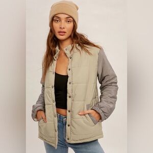 NWT Hem & Thread Women's REVERSIBLE‎ Colorblock Winter Jacket Green Size Medium